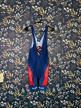 Pactimo Men’s Navy and Red Cycling Bib One-Piece Size M NWT